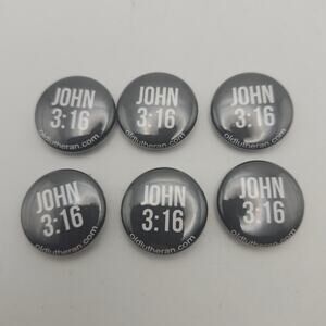 Lot of 6 John 3:16 Bible Verse Pinback Buttons 1 Inch Christian Church Outreach